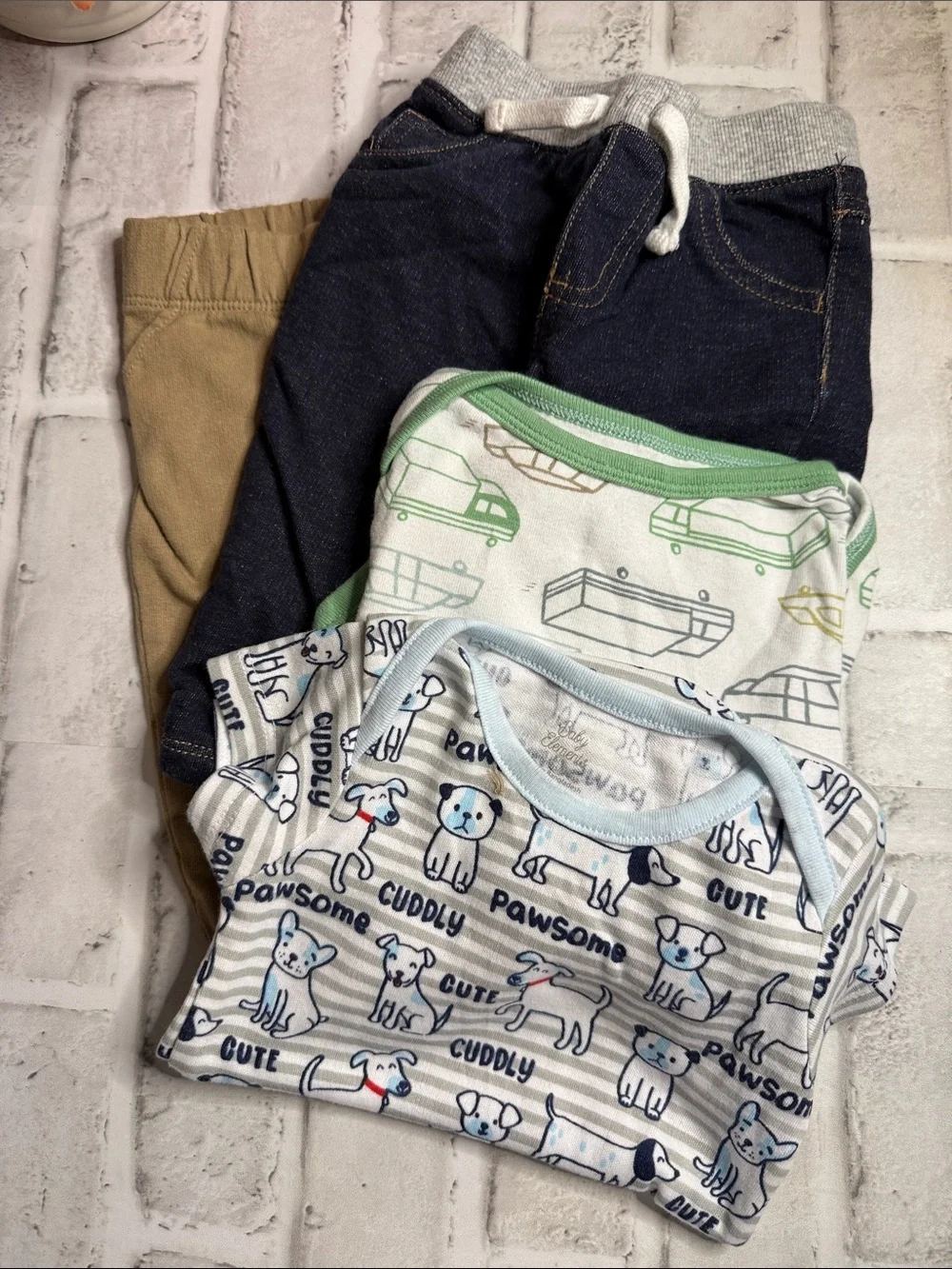 Carter's Baby Boys Navy, Khaki, White and Green 4-Piece Outfit Set